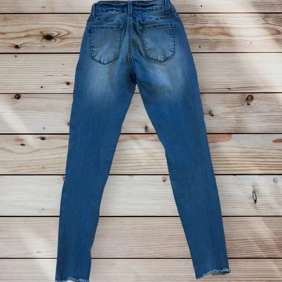 KanCan Women's Size 25 Mid-Rise Denim Distressed Skinny Jeans‎ Blue - Picture 4 of 4